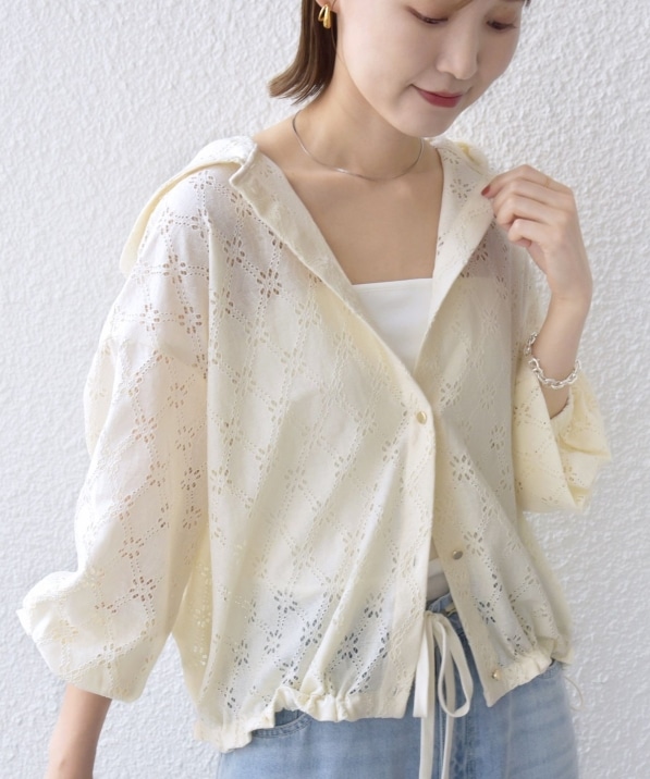 WEB限定】〈手洗い可能〉レース フード シャツ 羽織｜ SHIPS 公式サイト