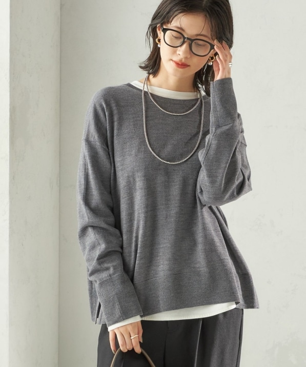 手洗い可能〉14G ウォッシャブル クルーネック ニット プルオーバー