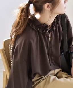 WEB限定】SHIPS any:〈洗濯機可能〉ダブルクロス ペプラム ノーカラー