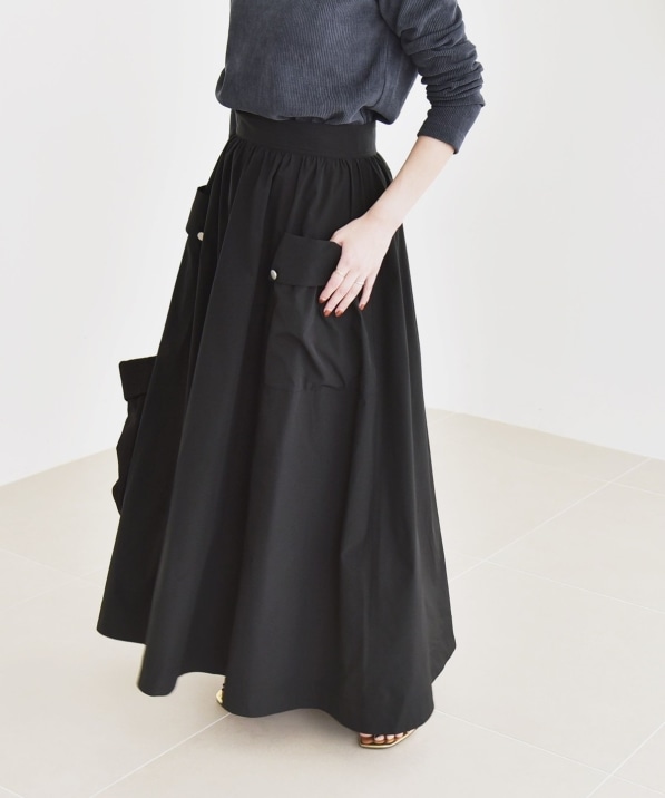 quaranciel:〈洗濯機可能〉タイプライター ギャザー フレア ポケット