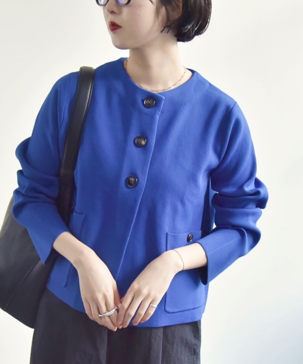quaranciel:〈手洗い可能〉ノーカラー クラシカル ジャケット