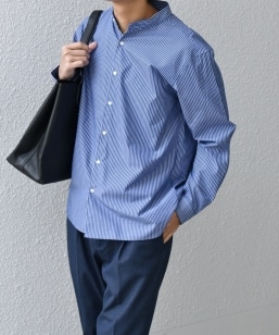 SHIPS any: ピュアリネン バンド スキッパー ハーフスリーブ プル