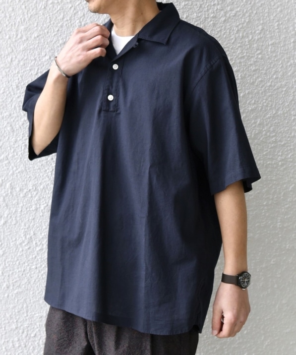 SHIPS any:〈洗濯機可能〉コットン/リネン オープンカラー プル