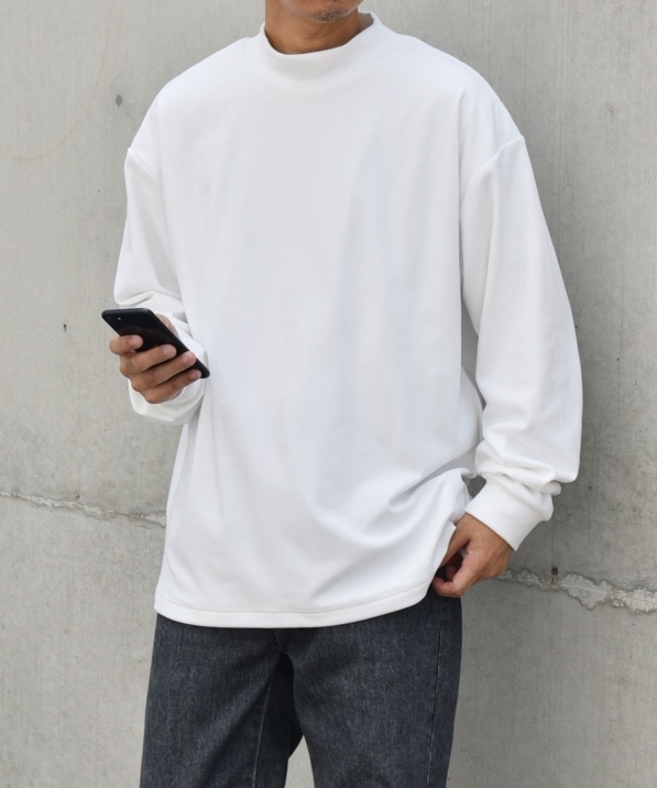 WEB限定】SHIPS any: ブラッシュド スムース モックネック Tシャツ