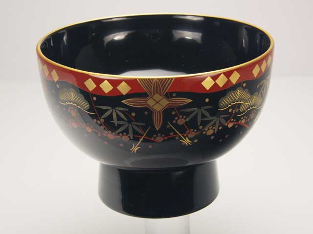 木製本漆塗 白木屋漆器店オンラインショップ＜黒＞4.5鼓胴形煮物椀 会津絵