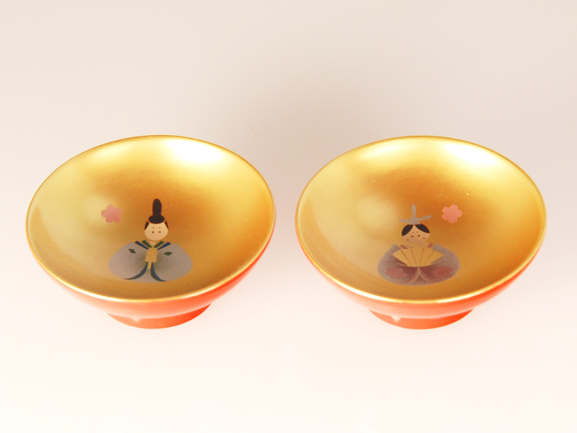 木製本漆塗 白木屋漆器店オンラインショップ＜洗朱内金地＞2.2小盃二個