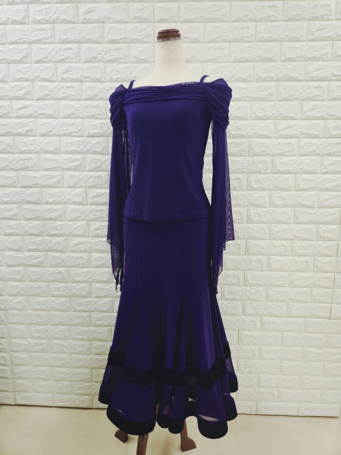 パーティー レッスン兼用セットアップ 上下セット濃紫 社交ダンス