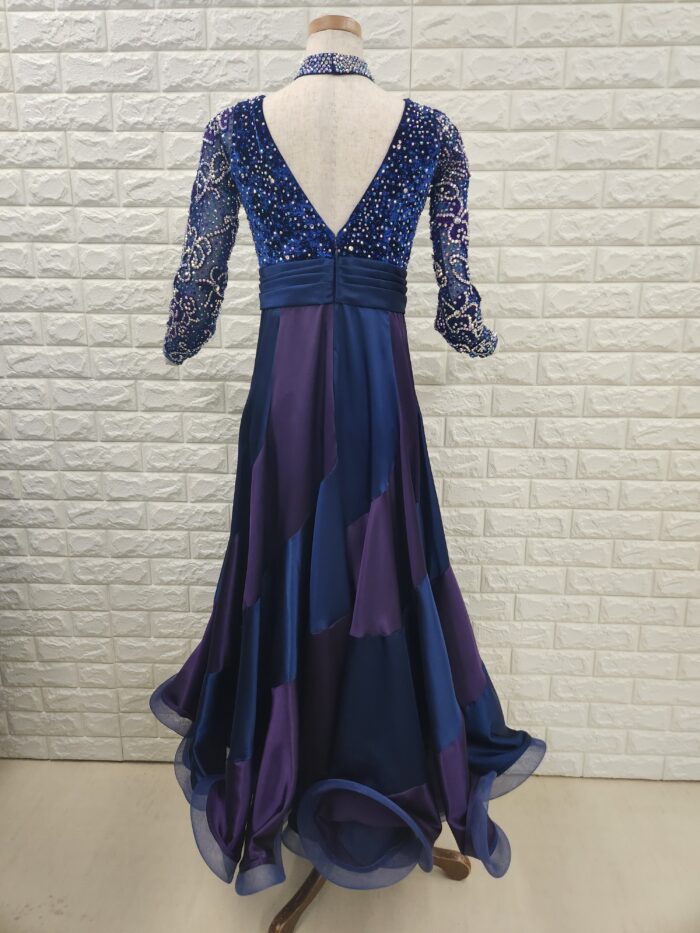 試着・レンタル・購入】社交ダンスドレス ネイビー Lサイズ パソドレス