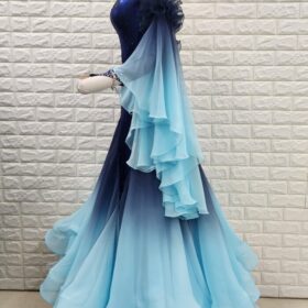 試着・レンタル・購入】社交ダンスドレス SMサイズ ネイビー×ブルー