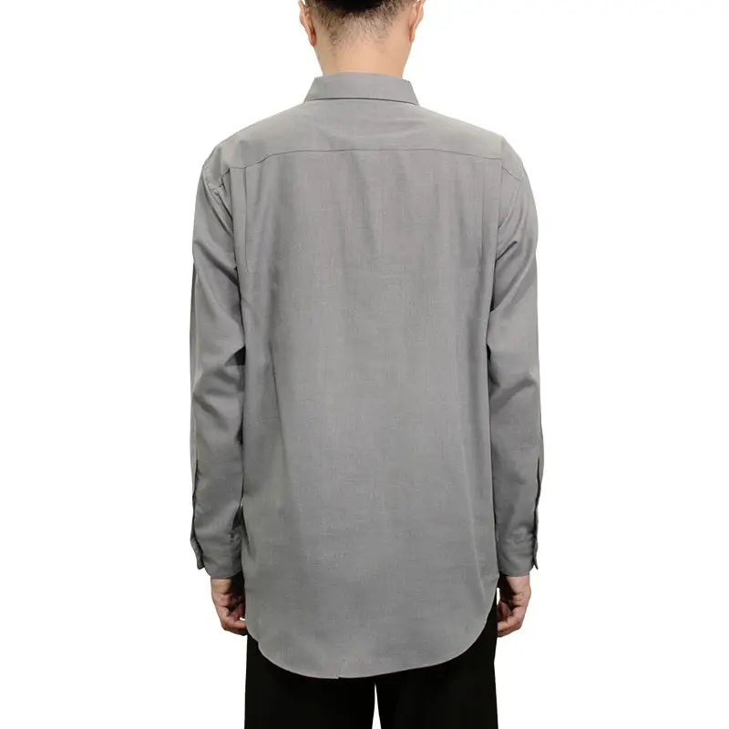 シャツ カジュアルシャツ グレー 無地 メンズ レーヨン とろみ