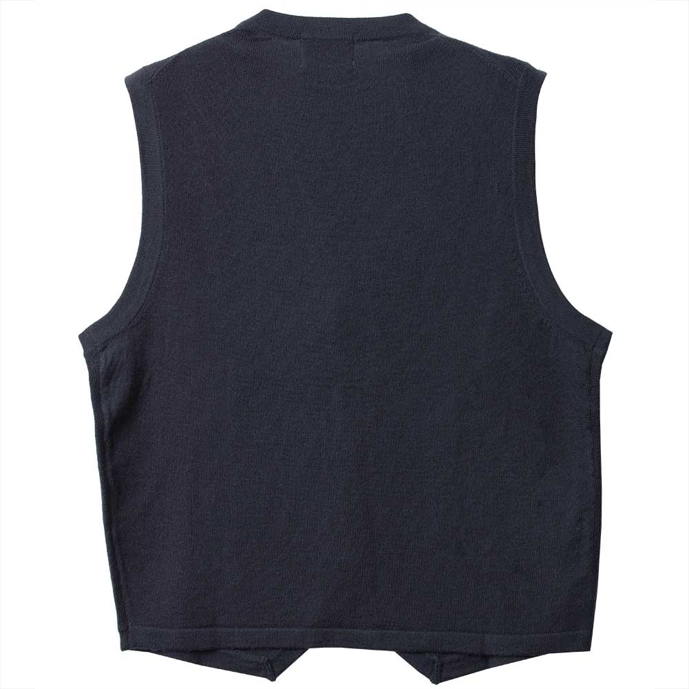 ニットベスト ジレ Vネック 前開き ウール100% 全3色 ネイビー 紺色