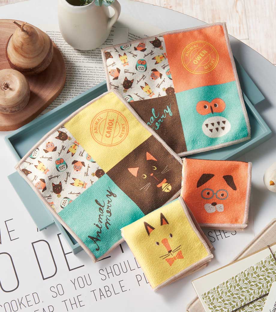 アニマルメリーパネルハンカチタオル｜最安値￥75|ほしい！ノベルティ