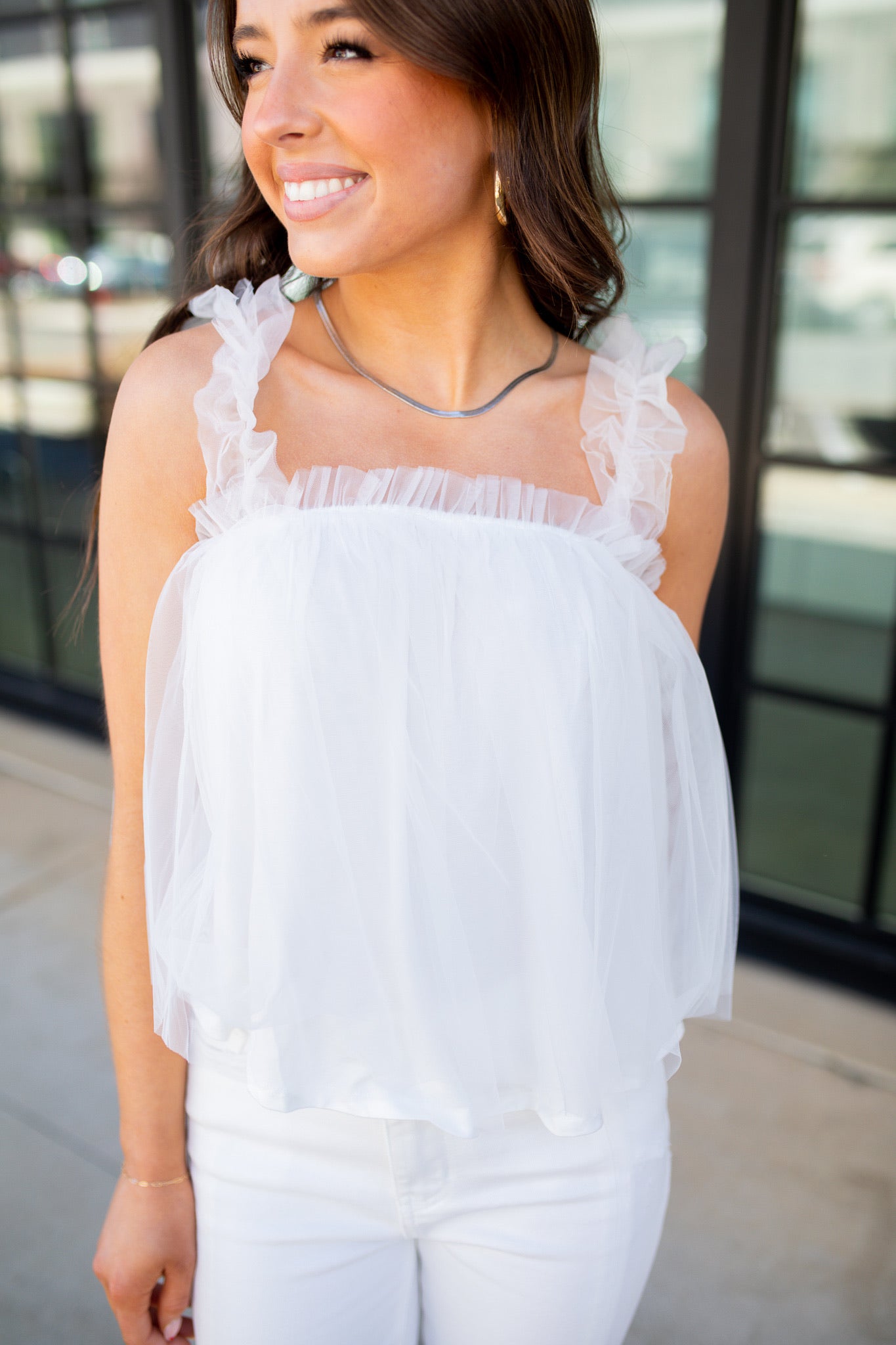 Off White Tulle Top – Moda Boutique