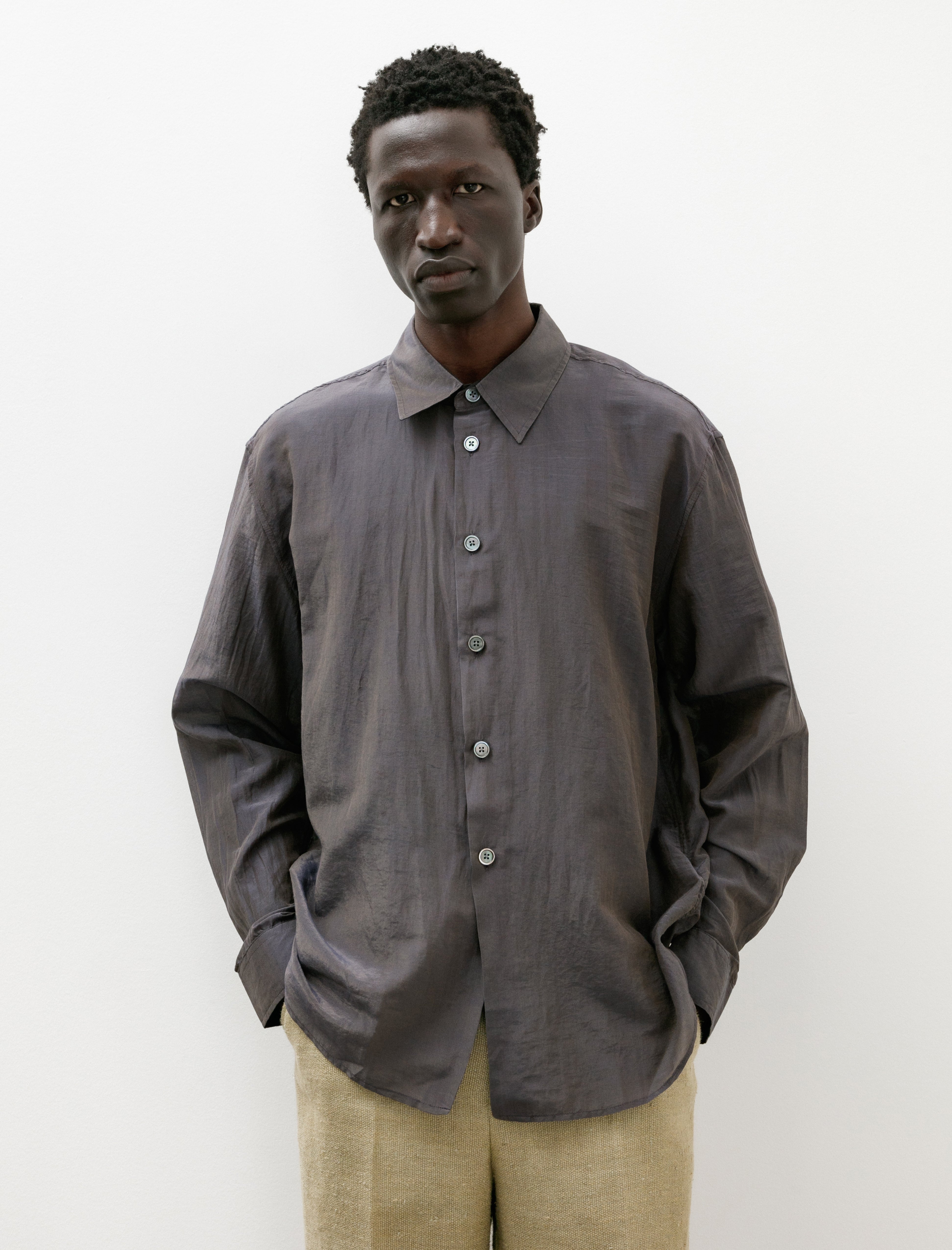 Our Legacy Beyond Shirt Charcoal Bordeaux Cotton Silk – Neighbour