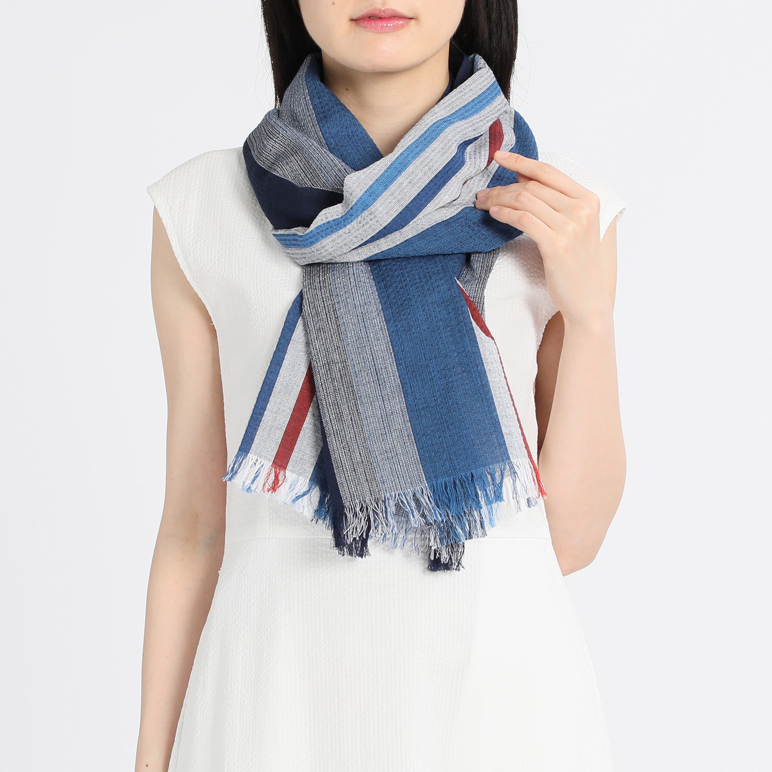 フレア ブラックレーベル 阿波正藍しじら織 グラデーションストール