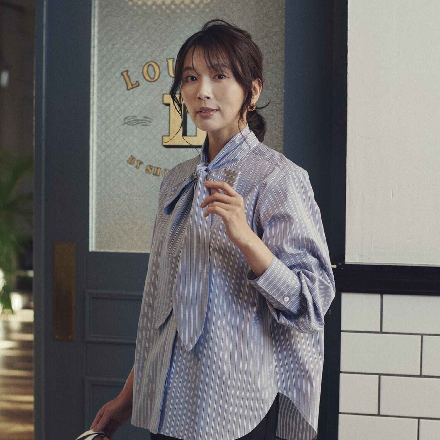 亀 恭子セレクト！ ロペ 上質コットンを使用 ボウタイブラウス