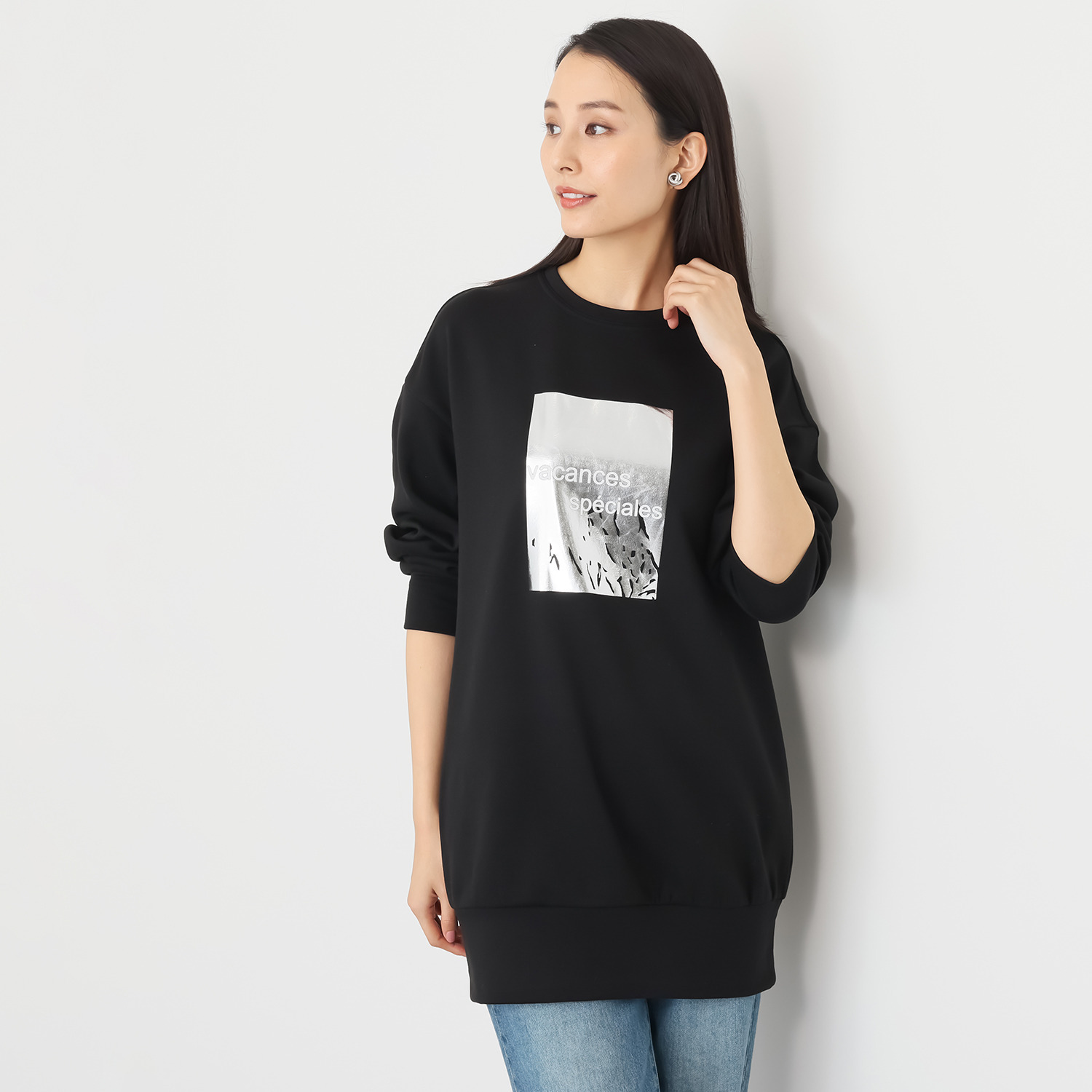 イシカワラボ☆ヒトミ 裏起毛ソフトジャージー 箔プリントデザイン