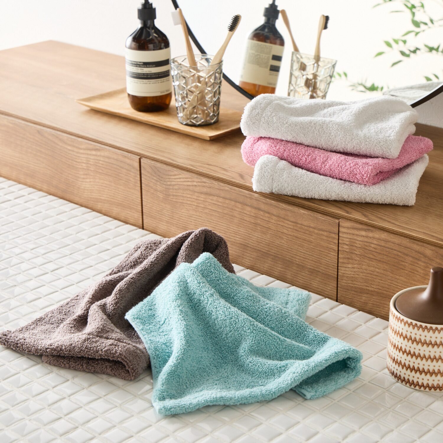 エアーかおるオーガニック ハンドタオル カラーアソート5枚組