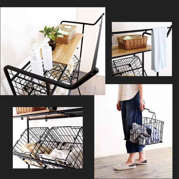 商材王 / ヴィンテージ ランドリーラック バスケットタイプ