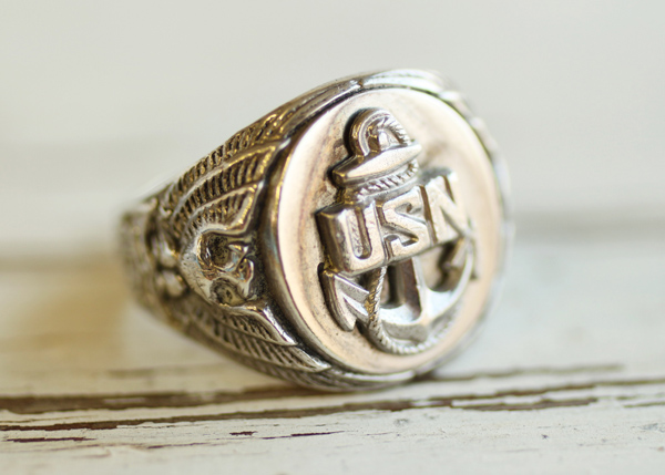 ビンテージ U.S.NAVYミリタリーリング☆WW2 USN シルバー - Sixpacjoe