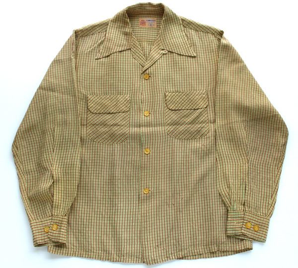40s TOWNCRAFT チェック レーヨン オープンカラーシャツ M - Sixpacjoe