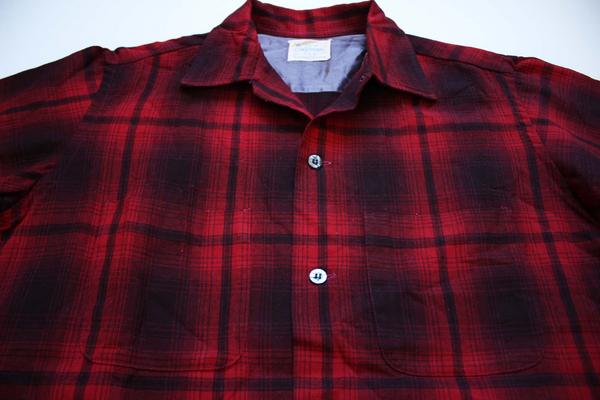 50s needles of California オンブレチェック ウール オープンカラー