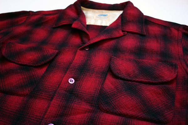 50s SEARS PILGRIMピルグリム オンブレチェック ウール オープンカラー