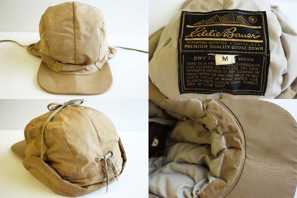70s Eddie Bauerエディーバウアー ダウンキャップ カーキ M