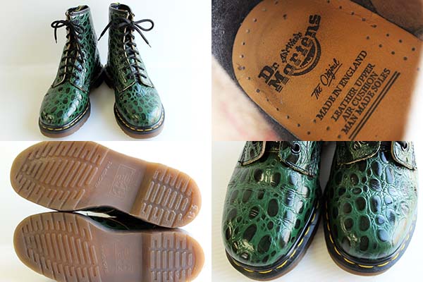 英国製 DR.MARTENSドクターマーチン 8ホールブーツ 型押し 緑 UK4