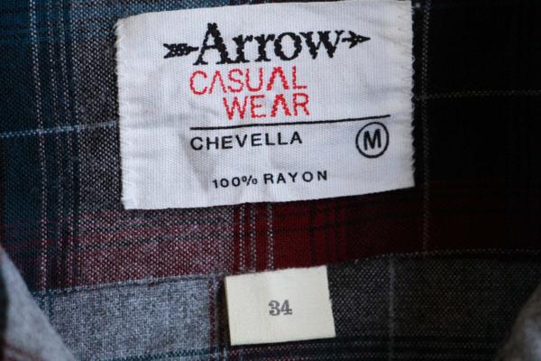 70s ARROW オンブレチェック レーヨンシャツ M - Sixpacjoe Web Shop