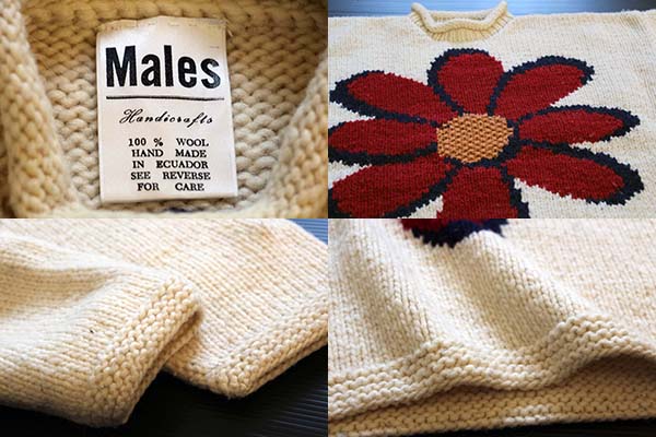 エクアドル製 フラワー 花柄 ウール ハンドニット セーター