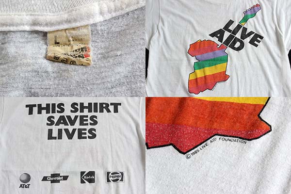 80s USA製 LIVE AID Tシャツ 白 L - Sixpacjoe Web Shop