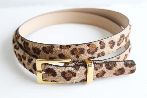 イタリア製 Talbots レオパード柄 ハラコ レザーベルトL☆537