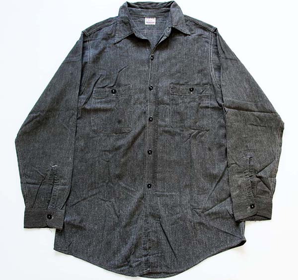 40s J.C.PENNEY OX-HIDE ブラックシャンブレーシャツ - Sixpacjoe Web Shop