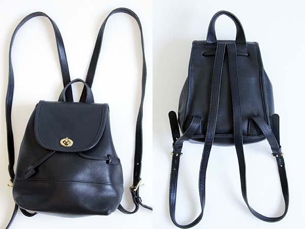 USA製 COACH オールド コーチ レザー リュックサック 黒☆9960