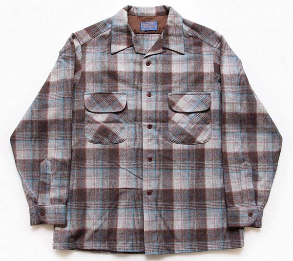 70s USA製 PENDLETONペンドルトン チェック オープンカラー ウール