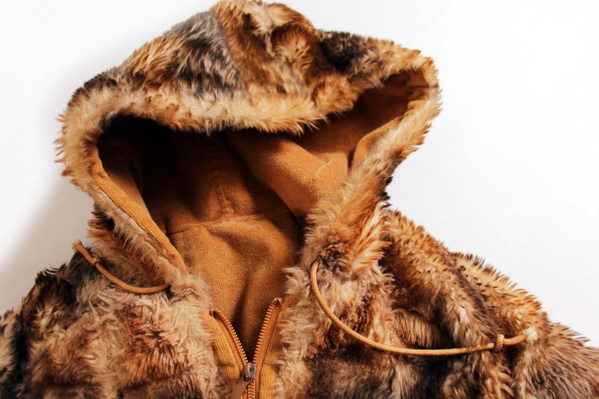 70s UNKNOWN リバーシブル ベロア×フェイクファー パーカー