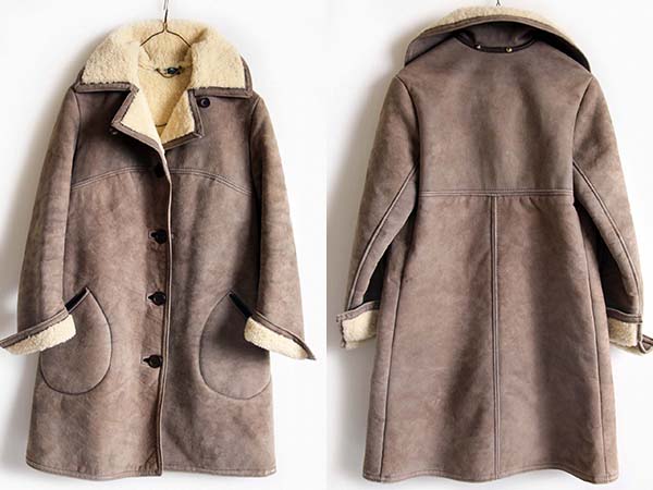 スコットランド製 antartex ラムスキン リアル ムートンコート グレー