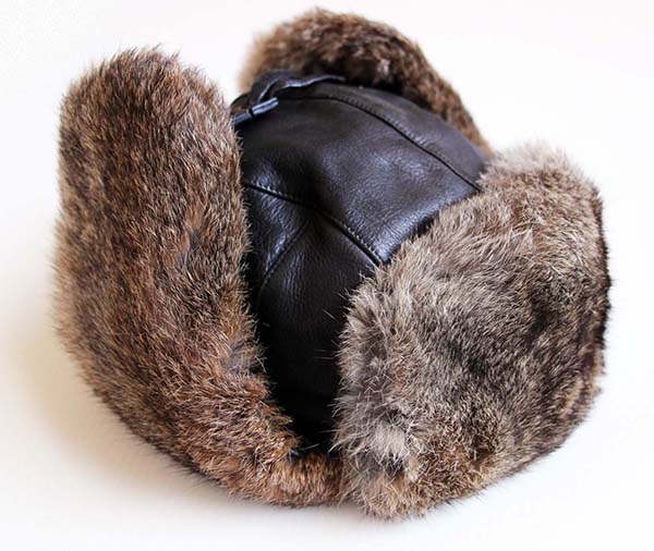 MAD BOMBER ラビットファー レザー フライトキャップ 焦げ茶 XL