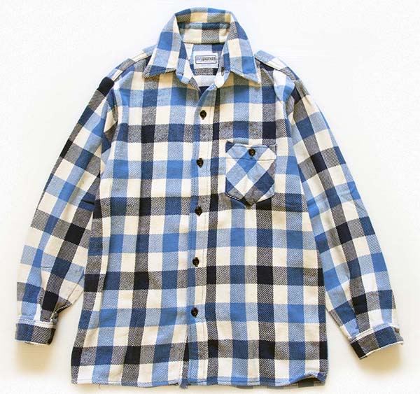 70s USA製 FIVE BROTHERファイブブラザー ブロックチェック コットン