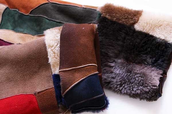 WILSONS クレイジー パッチワーク シープスキン リアル ムートンコート