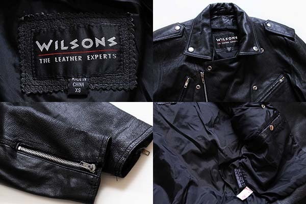 WILSONS ショート丈 ダブルライダース レザージャケット 黒 XS