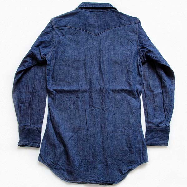 70s USA製 Wranglerラングラー 27MW デニム ウエスタンシャツ 14.5