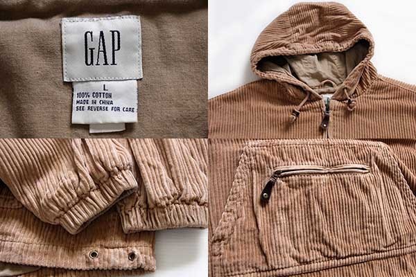 00s GAPギャップ 極太畝 コーデュロイ アノラックパーカー 薄茶 L