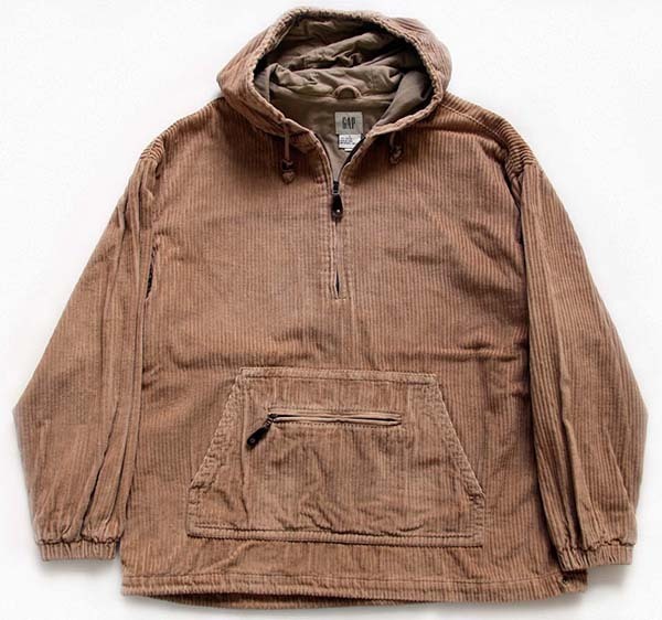 00s GAPギャップ 極太畝 コーデュロイ アノラックパーカー 薄茶 L