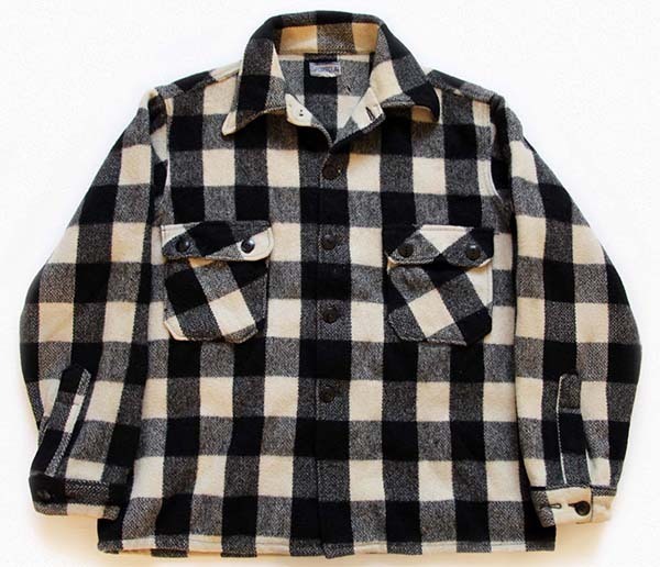 40s SPORTCLAD バッファローチェック ウール シャツジャケット 黒×白