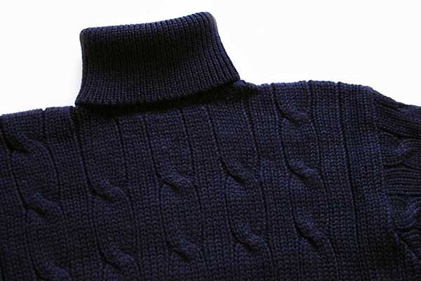 90s ポロ ラルフローレン タートルネック ケーブル編み ウールニット