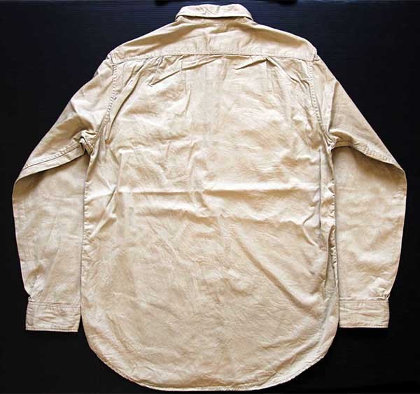 60s Leeリー マチ付き コットンツイル ワークシャツ カーキ 16L