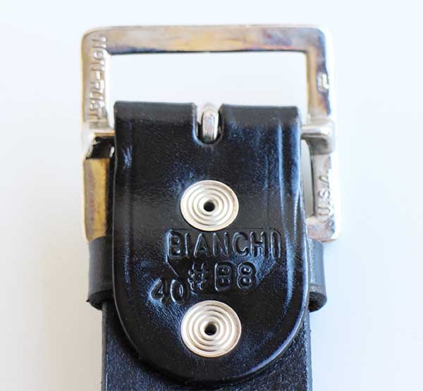 BIANCHIビアンキ バスケット柄 カービング レザー ギャリソンベルト 黒