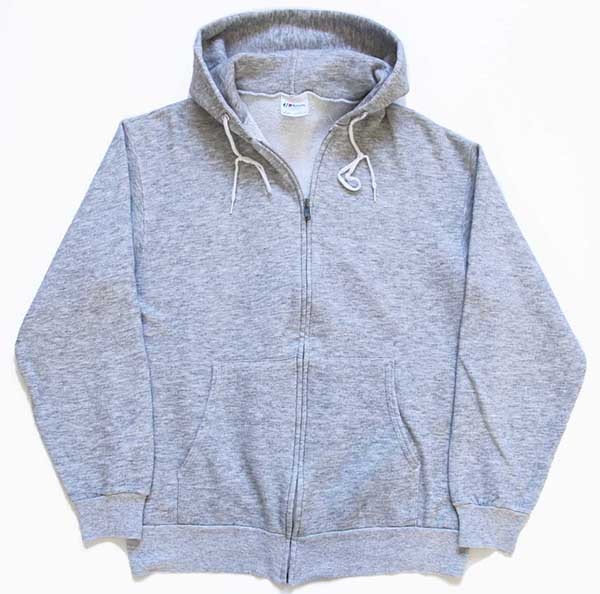 80s USA製 Hanes 無地 スウェット ジップパーカー 杢グレー L
